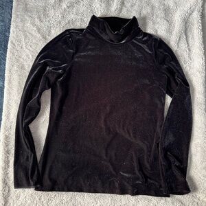 Talbots Black Velour Turtleneck Top Sz Small | Y2K Minimalist Cozy Chic